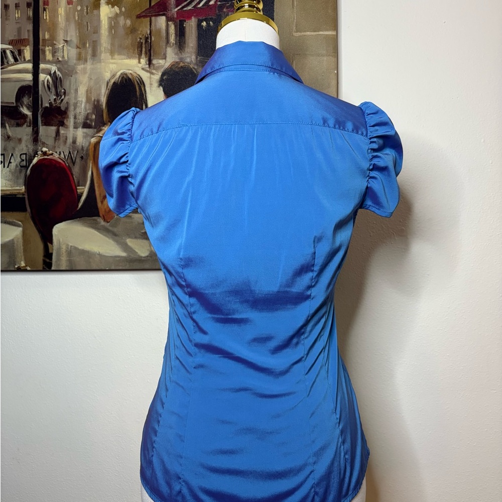 Express Blue Iridescent Ruffle Blouse - Picture 6 of 8